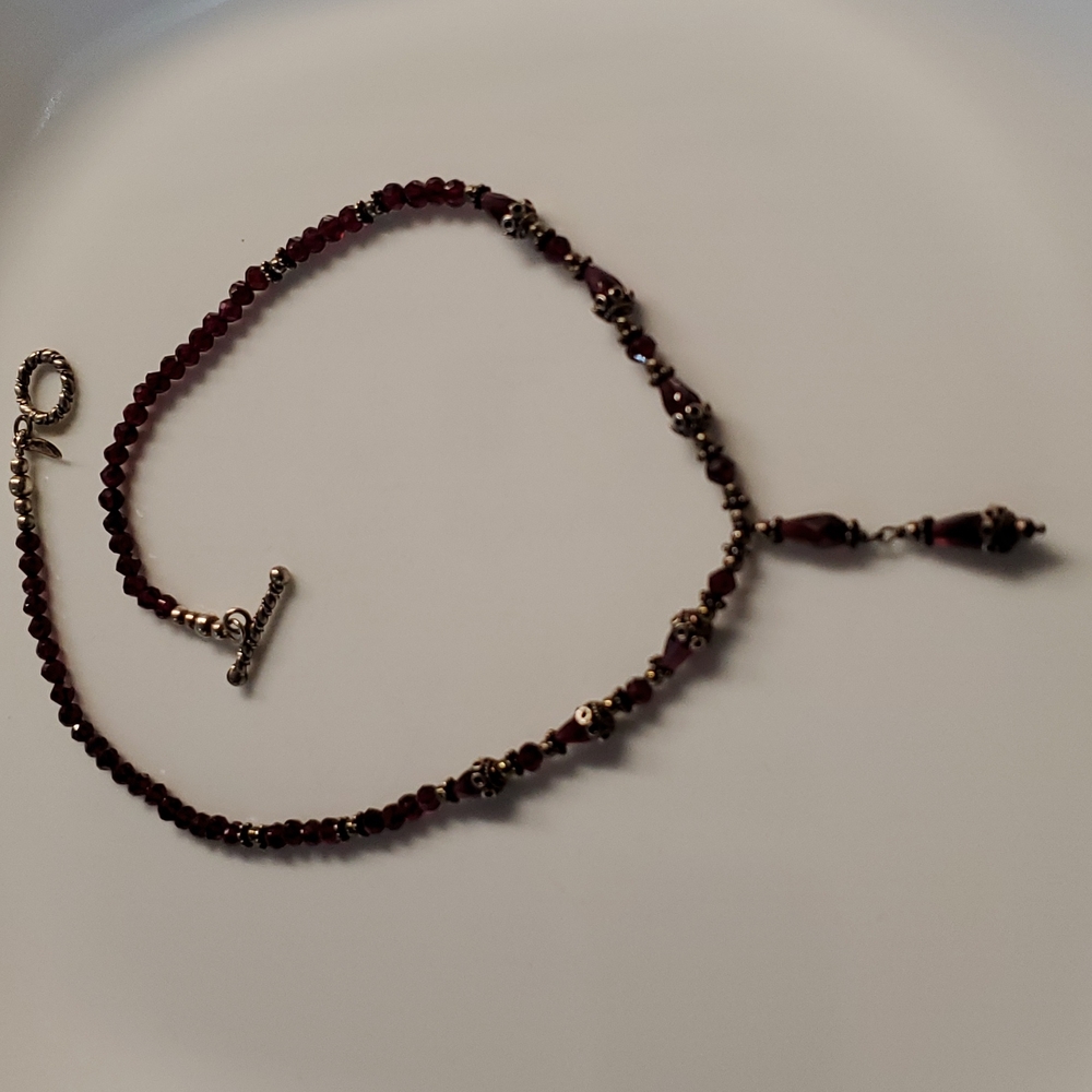 Red carnelian y necklace in .925 sterling silver.  16 inch